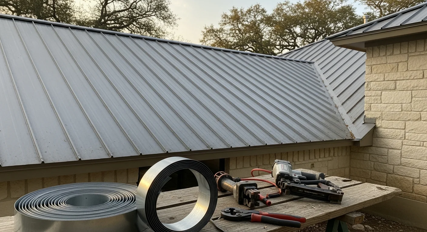 Metal roof installation on residential home in Valley View, Texas