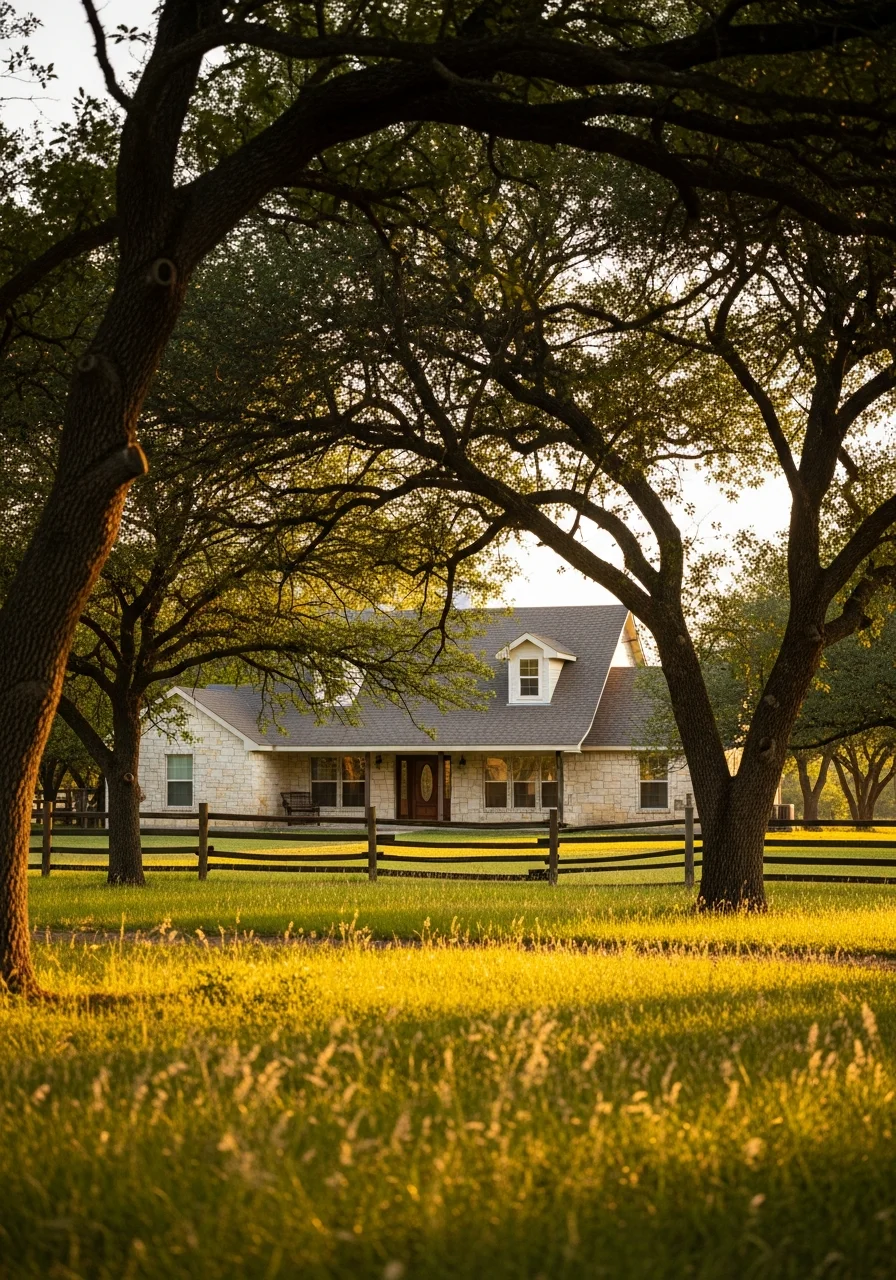 Montague County country home surrounded by mature trees and pastoral acreage.